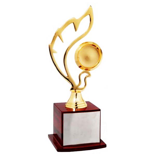 golden flame shaped trophy